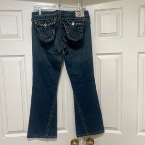 True Religion Women  Sz 29 Remade Distress Boot Cut Flared Jeans Made In USA Y2k